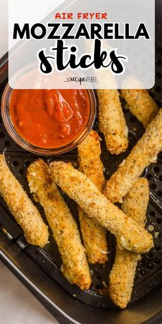 A simple crowd-pleasing appetizer recipe for air-fried cheese sticks! It's a football party food idea you don't want to miss. Warm and gooey with a golden, crispy exterior, these Air Fryer Mozzarella Sticks are just perfect! Save this easy game day recipe! Frozen Mozzarella Sticks, Air Fryer Mozzarella Sticks, Grilled Cheese Sticks, Air Fryer Mozzarella, Fry Food, Air Fried Food, Easy Air Fryer, Mozzarella Sticks