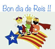 an image of three people on top of a flag with the words bon dia de reis