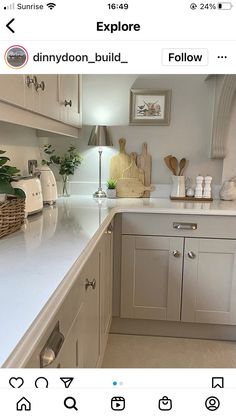 the kitchen counter is clean and ready to be used as a appliance for cooking