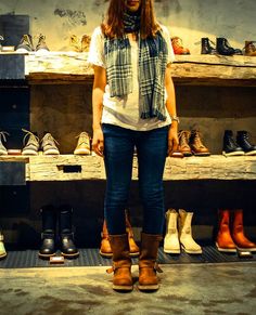 Red Wing Shoes Korea Coordination Redwing Boots Women Outfit, Wing Outfit, Red Wing Outfit, Frye Boots Outfit, Redwing Boots, Red Wing Style, Red Wing Heritage Boots, Working Boots