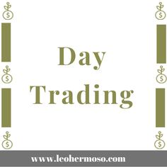 the words day trading on a white background with green and gray stripes in front of it