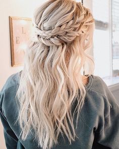 Hairstyle Idea, Boho Wedding Hair, Prom Hairstyles For Long Hair, Homecoming Hair Down, Wedding Hair Down, Braided Hairstyles For Wedding, Wedding Hairstyles Updo, Wedding Hairstyle