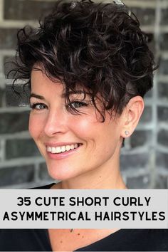 Short Curly Asymmetrical Hairstyle Ideas >> The undercut pixie gets a makeover! This edgy style combines a short undercut with long, wavy side hair for a perfect blend of bold and feminine. Click here to check out more cute short curly asymmetrical hairstyles. Curly Pixie Undercut, Long Curly Undercut, Asymmetrical Pixie Edgy Fine Hair, Curly Pixie Cuts Naturally, Curly Hairstyles Undercut, Asymmetrical Pixie Edgy, Undercut Hairstyle For Men, Curly Asymmetrical, Shaved Sides Pixie