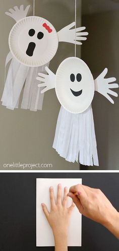 paper plate ghost craft for kids that is easy to make and looks great on the wall