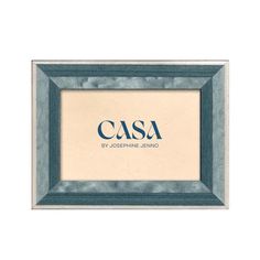 a blue and white frame with the words casa on it