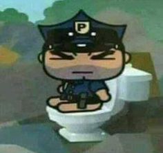 a cartoon character sitting on top of a toilet