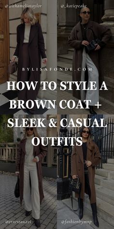 In this article, discover the top 6 sleek and casual-not-casual ways to style a brown coat, along with chic and practical outfit ideas you’ll love to recreate. Brown coat outfit inspo, brown coat outfit winter, brown coat outfit ideas, classy brown coat outfit. Sleek Casual Outfits, Brown Coat Outfit, Winter Coat Outfits, Practice Outfits, Brown Coat, Coat Outfits, Wardrobe Essentials, Winter Outfits, Casual Outfits