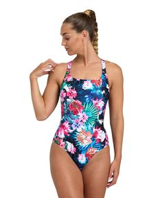 PRICES MAY VARY. Part of arena’s Feel line, this extremely comfortable and super stretchy women's one-piece swimsuit fits like a second skin Arena Waterfeel Eco fabric: 4-way-stretch, chlorine and salt water resistant, UPF 50+ UV protection, quick-drying, perfect fit and maximum comfort, made from recycled polyamide Stylish swimsuit equipped with wide straps and ergonomic back for a secure fit and good support for the bust and waist area, medium-cut leg Ideal for fitness and leisure swimmers doi Swimsuit Fits, Stylish Bathing Suits, Flower Swimsuit, Arena Swimsuit, Aqua Fitness, Lap Swimming, Suit Clothing, Flower Costume, Delicate Clothes