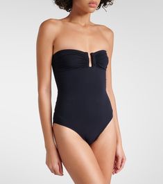 Cassiopée bandeau swimsuit in black - Eres | Mytheresa Bandeau Beachwear Swimwear For Pool, Bandeau Swimwear For Pool Beachwear, Bandeau Swimwear For Pool And Beach, Strapless Stretch Swimwear With Lined Body, Elegant Strapless Swimwear For Pool, Elegant Strapless Swimwear For Beach, Elegant Strapless Stretch Swimwear, Chic Bandeau Swimwear For Swimming, Strapless Nylon Swimwear