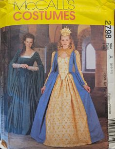 an image of two women in costumes on the cover of a sewing pattern for children's clothing