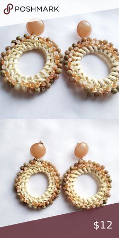 Women Straw Bead Beaded Earring Women Fashion Earring Fashion Jewelry Jewelry Earrings Brown Round Bead Earrings For The Beach, Brown Round Beads Earrings For Beach, Brown Beaded Earrings For Beach, Brown Round Beaded Earrings For Beach, Summer Faceted Beads Earrings, Trendy Beaded Beige Jewelry, Beige Round Summer Jewelry, Beige Beaded Earrings For The Beach, Beige Beaded Earrings For Beach