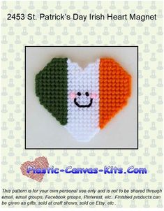 a crocheted irish heart with the colors of ireland's flag on it