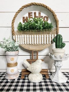 there is a basket with some plants in it