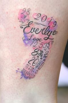 a woman's lower leg with tattoos on it and the words everything is possible