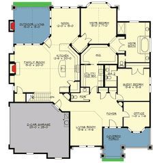 the first floor plan for this house shows the living area and dining room, as well as