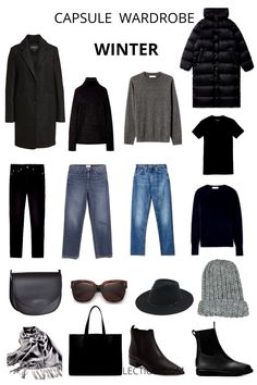 10 Item Wardrobe Winter, Winter Weekend Capsule Wardrobe, Travel Capsule Winter, Practical Winter Outfits, Black And White Capsule Wardrobe, Dark Winter Outfits, Winter Capsule Wardrobe 2022, Minimalism Wardrobe