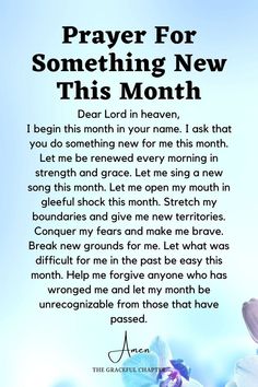 a prayer for someone to pray on their new month