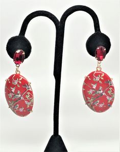 "Beautiful Ruby Red Rhinestone Red Resin Painted Earrings just stunning, excellent condition, it measure 2.75\" long, We combine shipping Pictures are part of the description, please look at all the pictures and if you have any question feel to ask! Make sure you check out my other vintage items!." Red Clip-on Earrings For Party, Red Jeweled Crystal Drop Earrings, Red Jeweled Earrings For Evening, Red Crystal Earrings For Evening, Red Clip-on Earrings For Formal Occasions, Elegant Red Clip-on Earrings For Evening, Red Formal Pierced Earrings, Red Pierced Earrings For Formal Occasions, Formal Red Pierced Earrings