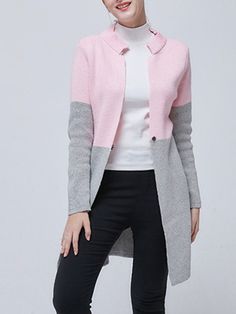 SPU: 2XOUBJ96FAMaterial: Cotton,Polyester,AcrylicPattern Type: SolidSleeve Type: Long SleeveStyle: CasualNeckline: Stand CollarProcess: Color-block,Paneled,KnittedTheme: Spring/Fall,WinterThickness: Mid-weightElasticity: Slightly stretchyOccasion: Daily,OutdoorColor: Pink,Yellow,BlueSize: One-sizeBust (cm): 100Sleeve Length (cm): 58Length (cm): 72Size Chart SizeBustSleeve LengthLengthcminchcminchcminchOne-size100.039.458.022.872.028.3 Acrylic Long Sleeve Outerwear For Cold Weather, Fall Color Block Long Sleeve Outerwear, Casual Winter Outerwear With Color Matching, Fall Layering Outerwear With Color Matching, Trendy Winter Outerwear With Color Matching, Winter Color Block Cardigan, Winter Color Block Long Sleeve Cardigan, Color Block Long Sleeve Cardigan For Winter, Cold Weather Long Sleeve Color Block Outerwear