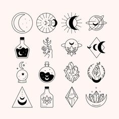 black and white illustration of different symbols