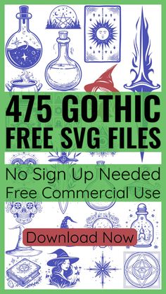 the book cover for 475 gothic free svg files, no sign up needed