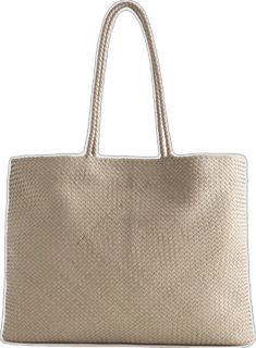 Everyday Intrecciato Weave Rectangular Shoulder Bag, Beige Intrecciato Weave Tote Shoulder Bag, Everyday Rectangular Intrecciato Shoulder Bag, Natural Intrecciato Weave Tote Shoulder Bag, Beige Tote Shoulder Bag With Intrecciato Weave, Casual Rectangular Woven Leather Hobo Bag, Casual Woven Leather Hobo Tote Bag, Casual Leather Woven Bags, Casual Beige Leather Hobo Bag