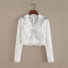 White Long Sleeve V-neck Lace Shirt Wedding Bridesmaid Lace Shirt Blouse Plus Size White Wedding Lace Tops · Dressromantic · Online Store Powered by Storenvy Dinner Jacket Wedding, Wrap Wedding Dress, Lace Top Blouse, Wedding Coat, Plus Size White, Bridal Bolero, Lace Bolero, Bridal Tops, Blouse Plus Size