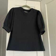 Free Assembly Short Sleeve Puff Sleeve Top Size L Nwt Black Casual Puff Sleeve Tops, Black Short Sleeve Puff Top For Fall, Black Puff Sleeve Top For Fall, Casual Crew Neck Puff Sleeve Top For Work, Fitted Black Cotton Puff Sleeve Top, Black Cotton Puff Sleeve Top, Casual Black Cotton Puff Sleeve Top, Casual Black Puff Sleeve Top, Black Casual Puff Sleeve Top With Short Sleeves