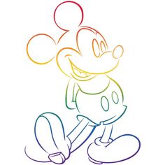 a cartoon mickey mouse sitting down with his head turned to the side and eyes closed