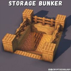 an image of a wooden structure with text that reads storage bunker