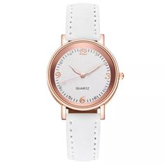 New Quartz Watch, White Leather Band, New Battery Included, Glow In The Dark Hands Casual White Watches For Gifts, Casual White Watches As Gifts, Dark Hands, Larsson And Jennings Watch, Christmas Watches, Disney Watches, Quartz Pink, Pink Watch, Vintage Telephone