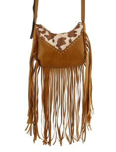 Vegan leather, zipper closure. Fringe Clutch, Fringe Crossbody Bag, Hippie Vibes, Fringe Bags, Leather Zipper, Cow Print, Pocket Pouch, Fashion Boutique, Tank Top Fashion