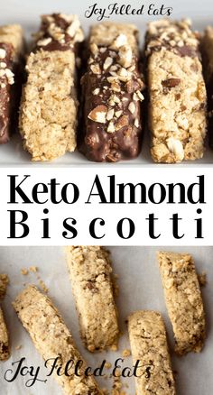 the keto almond biscotti is cut in half and ready to be eaten