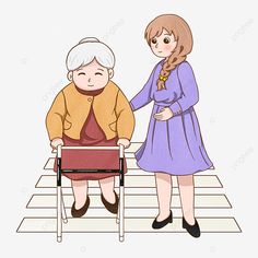 an old woman sitting in a wheel chair next to a young lady who is holding her hand