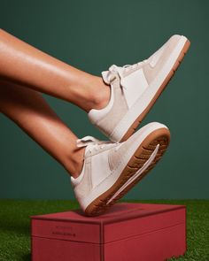 Båstad, a sneaker in plush white natural grain leather and contrasting beige suede is paired with a robust rubber sole. Handcrafted in a one-of-a-kind collaboration between Myrqvist and Björn Borg. Loafers With Socks, Cream Shoes, Design Innovation, Sneaker Slippers, Shoe Tree, Loafer Sneakers, Socks And Sandals, Toiletry Bag Travel, Slipper Sandals