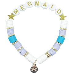 Flipping her fins will take her farther than ever when she completes her warm-weather wardrobe with Bits & Bows’ Mermaid Bracelet. From the seashore to the pool deck to everywhere under the sun and sea, this bracelet is always an optimal accessory for every mermaid fan. Each turquoise, periwinkle, and white bracelet celebrates feminine style and symbolizes the synergy of sisterhood at the heart of the Bits & Bows brand. Every individually sold bracelet is handmade of assorted clay and plastic be Mermaid Bracelet, Bow Jewelry, White Bracelets, Mini Boden, Buy Buy Baby, Accessories Bracelets, Plastic Beads, Metal Charm, Pottery Barn Kids