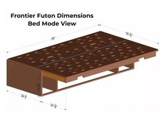 the bed frame is shown with measurements for it