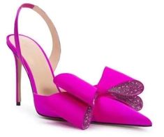 The pointed toe design elongates the look of your legs while the stiletto heel adds a touch of elegance. With added rhinestone bows, these sandals are perfect for any special occasion. - Color: Pink, Black- Style: Sandals- Closure Type: Slip On- Upper Material: Silk + Satin- Sole Material: Rubber- Heel Height: 11cm- Toe Style: Pointed Toe- Occasion: Casual, Formal, Party- Gender: Women Chic Pointed Toe Sandals For Prom, Fitted Pointed Toe Sandals For Prom, Pink Pointed Toe Prom Sandals, Chic Pointed Heels For Party, Pink Pointed Toe Sandals For Prom, Pointed Heels For Party, Summer Formal Pointed Heels, Pointed Heels For Summer Formal Events, Pointed Heels For Summer Formal Occasions