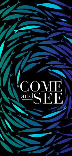 the cover of come and see, with an image of blue swirls in the center