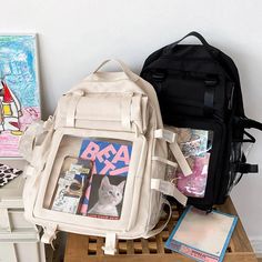 TAVIMART - Japanese Simple Sweet Kawaii Schoolbags High-capacity Preppy Transparent Backpack Y2k Aesthetic Chic Women Students Backpacks Size:32*14*45CM "Size mearsured by ourselves, sometimes has some errors, but always within 3cm." Harajuku Style Rectangular Backpack With Large Capacity, Harajuku Style Backpack For Study, Harajuku Style Large Capacity Backpack, Everyday Harajuku Rectangular Backpack, Everyday Harajuku Style Rectangular Backpack, Harajuku Style Standard Backpack For Study, Harajuku Style Backpack For Students, Harajuku Style Standard Backpack For Students, Harajuku Style Backpack For Back To School