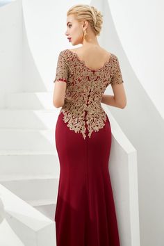 Grecian Wedding Dress, Debutante Dresses, Prom Dresses Burgundy, Burgundy Evening Dress, Long Formal Gowns, Prom Dresses Long Mermaid, Modest Bridesmaid Dresses, Burgundy Prom Dress, Dress With Short Sleeves