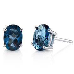 PRICES MAY VARY. PREMIUM GOLD STUDS EARRINGS - Stunning and versatile earrings, the Peora 14K Gold Stud Earrings Collection adds a dainty touch of luxury to any style. Featuring natural gemstone and genuine Peora London Blue Topaz, Oval Cut, 7x5mm, 2 Carats total, in its signature rich Midnight Blue hue that sparkles in the light for an amazing glow. Set in a 4-prong 14K White Gold Earring solitaire style, minimalist earrings are an elegant jewelry must-have. 14K Gold Friction Backs to match. EX Natural Sapphire Earrings, Saffire Earrings Studs, Luxury Light Blue Topaz Earrings, London Blue Topaz Earrings, Jewelry Questions, Shine Jewelry, Blue Sapphire Studs, White Gold Earrings Studs, White Gold Studs