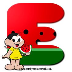 the letter h is for watermelon with a girl holding a slice of watermelon