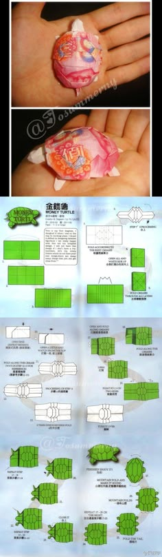 the instructions for how to make an origami frog