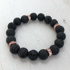 Lava Bead Jewelry, Lava Bead Bracelet, Stamped Bracelet, Lava Beads, Bracelets Handmade Beaded, Bracelet Tutorial