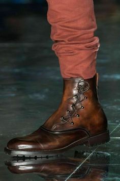 Lace Up Handcrafted Burnished Brown Tone Genuine Leather High Ankle Men Boots on Storenvy Luxury Leather Footbed Men's Boots, Luxury Men's Boots With Leather Footbed, Luxury Men's Lace-up Boots For Formal Occasions, Mens Boots Fashion, Mens Leather Boots, Leather Cap, Leather Boot, Mens Shoes Boots, Brown Leather Boots