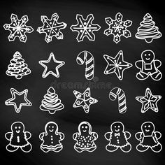 christmas cookies drawn in chalk on a blackboard stockvectoror 1227982