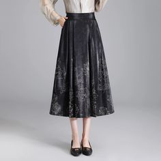 Olivia Mark - Stylish High-Waisted A-Line Skirt with Lotus Leaf Hem and Pleated Design Lotus Leaves, Lotus Leaf, Split Hem, Types Of Skirts, Olivia Mark, A Line Skirt, A Line Skirts, Lotus, A Line