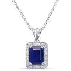 Emerald Cut Sapphire Pendant with Diamond Accents Gem Gem, White Gold Pendant, Better Style, Information Center, Gothic Jewelry, Natural Shapes, Sparkle Diamonds, White Diamonds, Emerald Cut