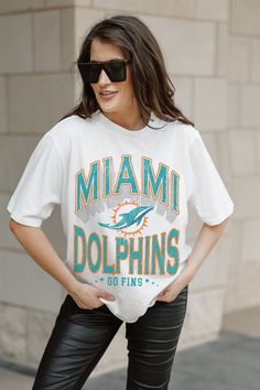 Gameday just got better with our Miami Dolphins oversized short sleeve crewneck tee. Crafted from super soft fabric, it's destined to become your new fan favorite! Oversized Crewneck, Miami Dolphins, Dolphins, Soft Fabric, Soft Fabrics, Miami, Crew Neck, Fan, Fabric